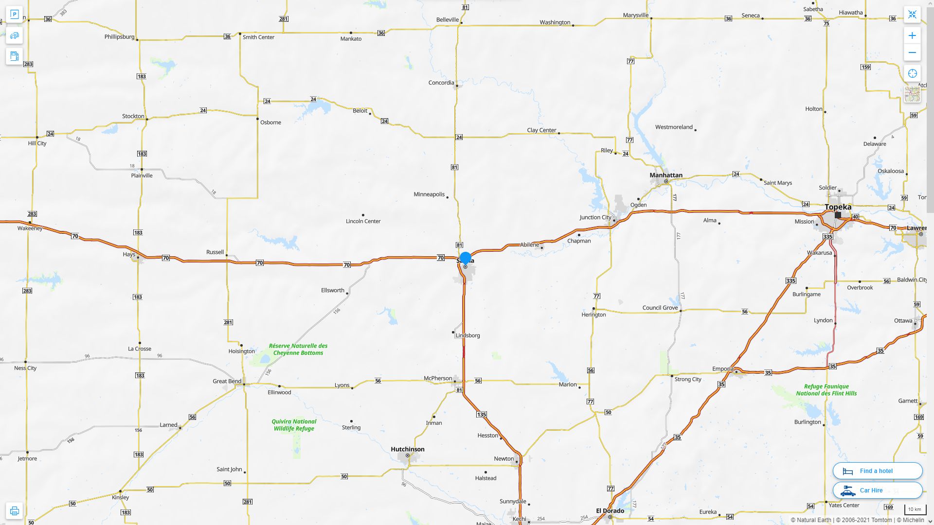 Salina Kansas Highway and Road Map